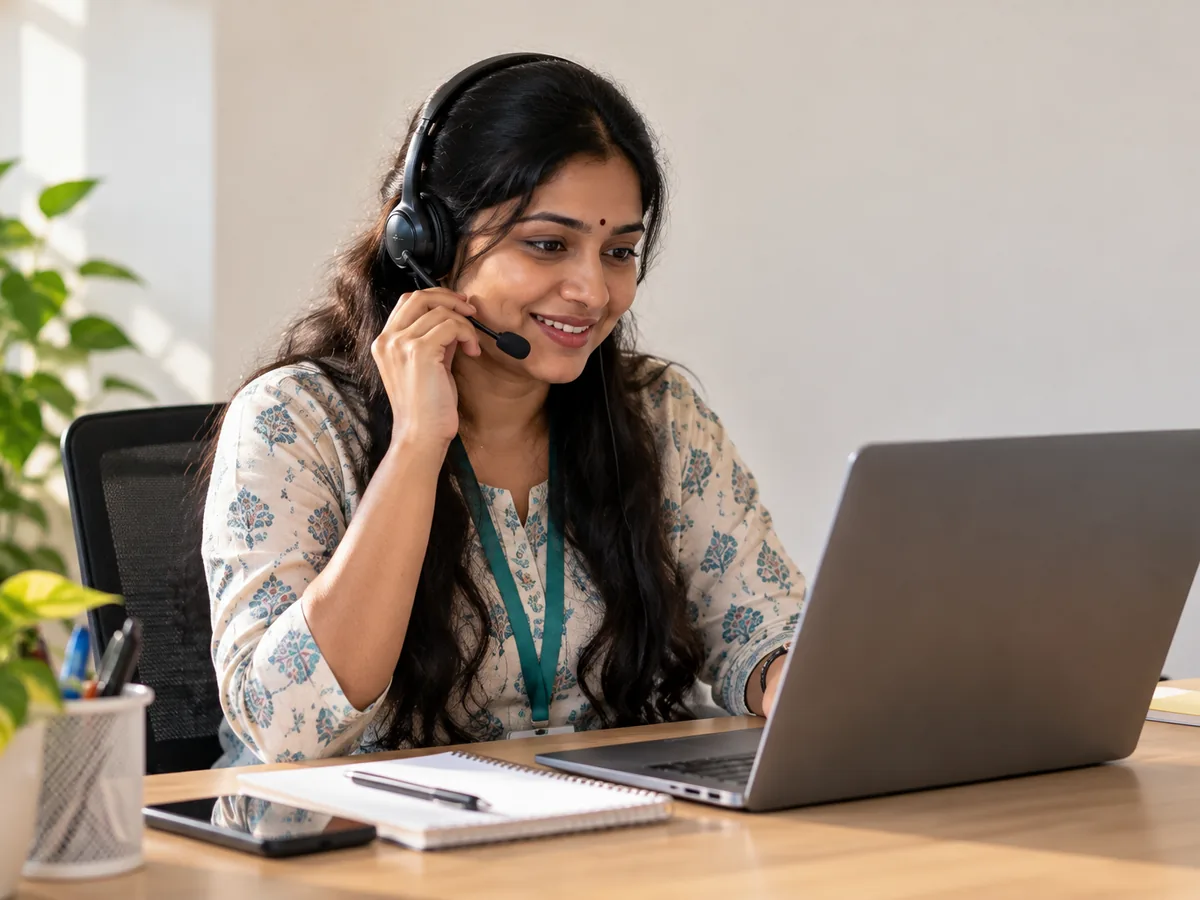 A Trice support team member on a call confirming a booking